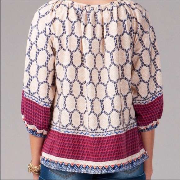 Jemma | Multi-Pattern Printed Peasant Top - Picture 3 of 9